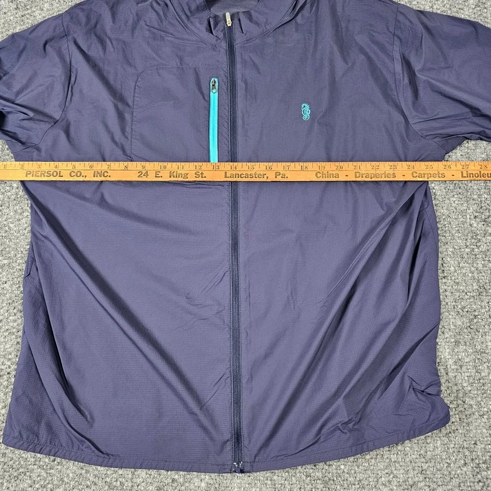 Peter Millar XXL Featherweight Windbreaker Full Zip Jacket Seahorse Logo Blue‎